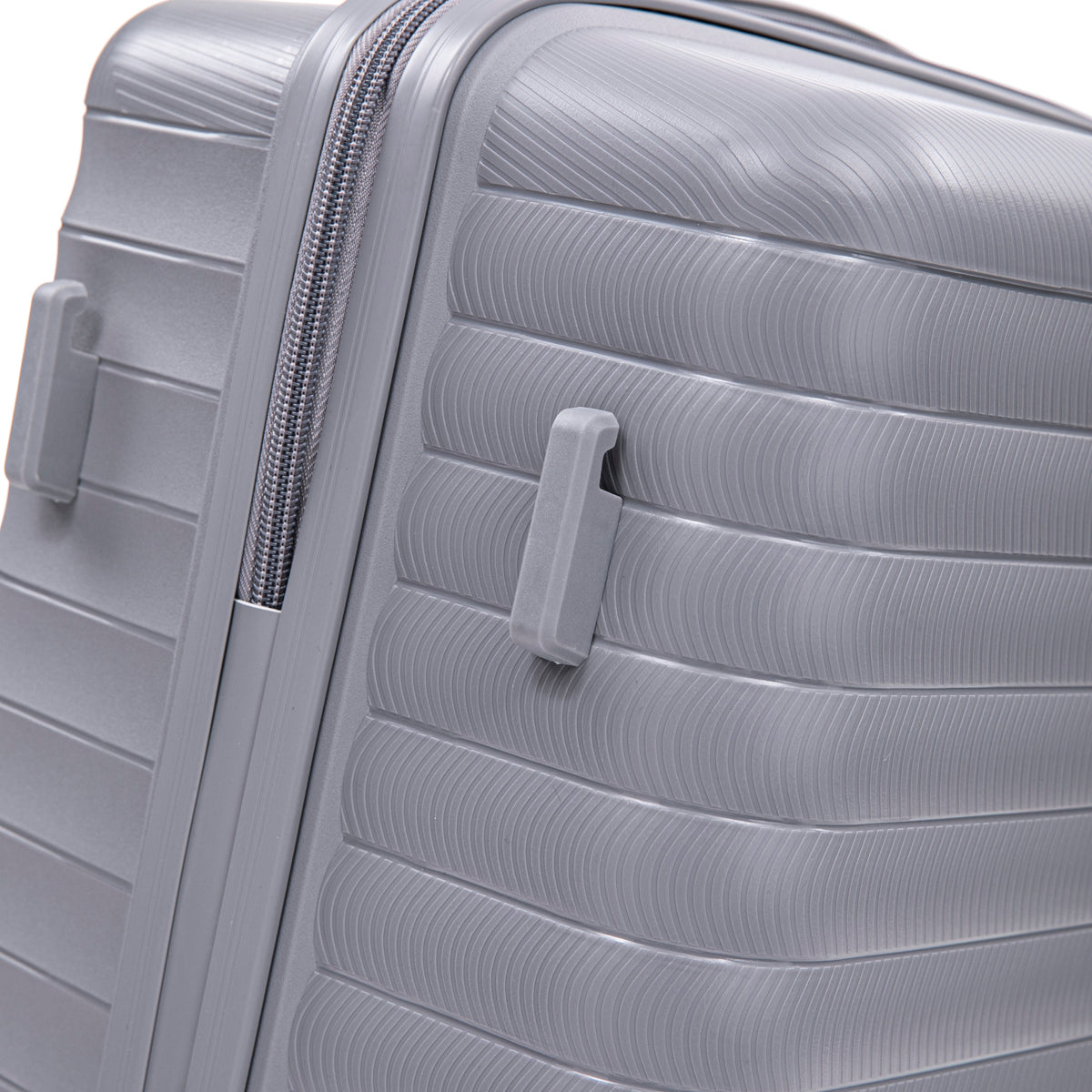 HouseOfZazla 4-piece light gray polypropylene luggage set with spinner wheels and cosmetic case