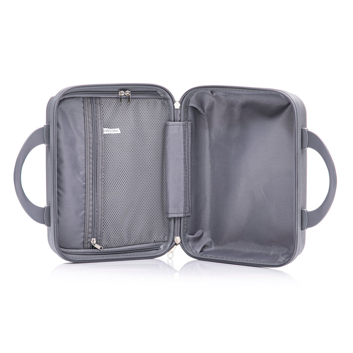 HouseOfZazla 4-piece light gray polypropylene luggage set with spinner wheels and cosmetic case