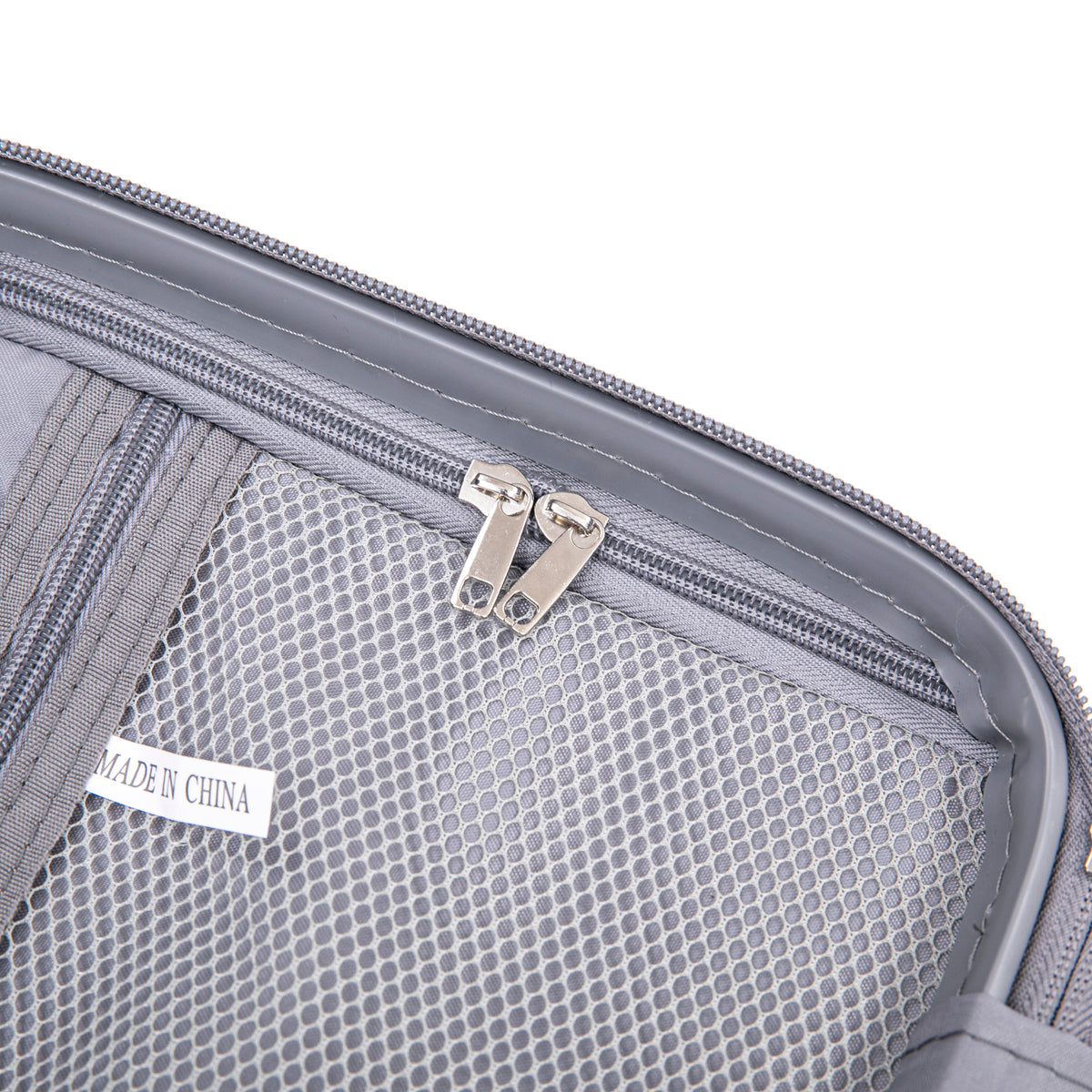 HouseOfZazla 4-piece light gray polypropylene luggage set with spinner wheels and cosmetic case