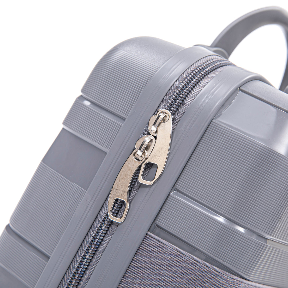 HouseOfZazla 4-piece light gray polypropylene luggage set with spinner wheels and cosmetic case