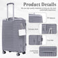 HouseOfZazla 4-piece light gray polypropylene luggage set with spinner wheels and cosmetic case