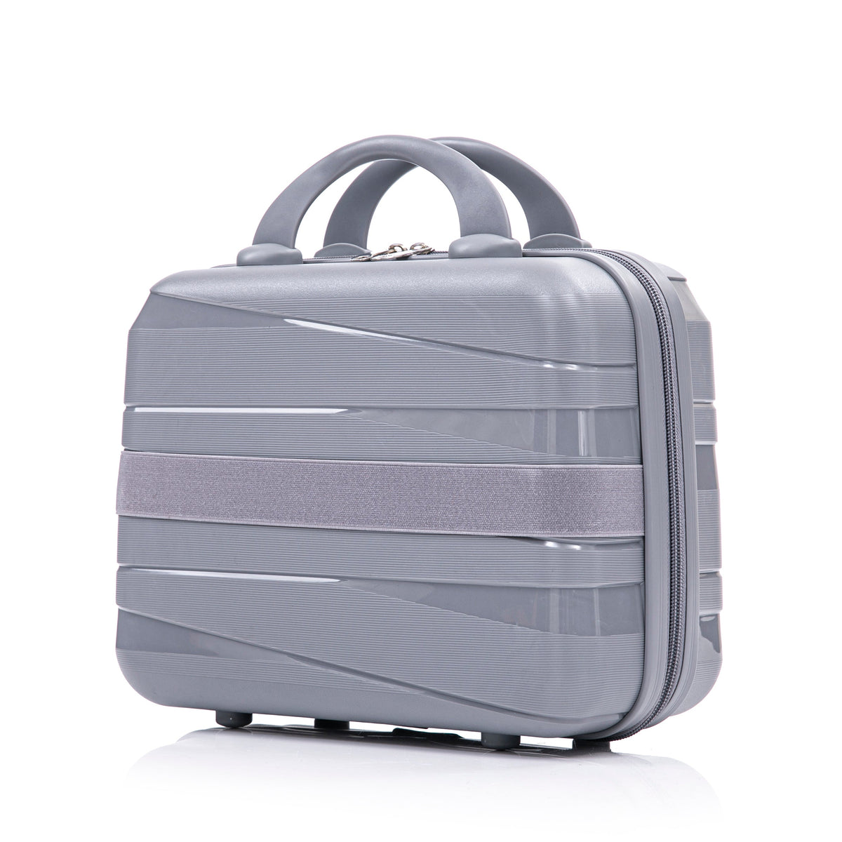 HouseOfZazla 4-piece light gray polypropylene luggage set with spinner wheels and cosmetic case
