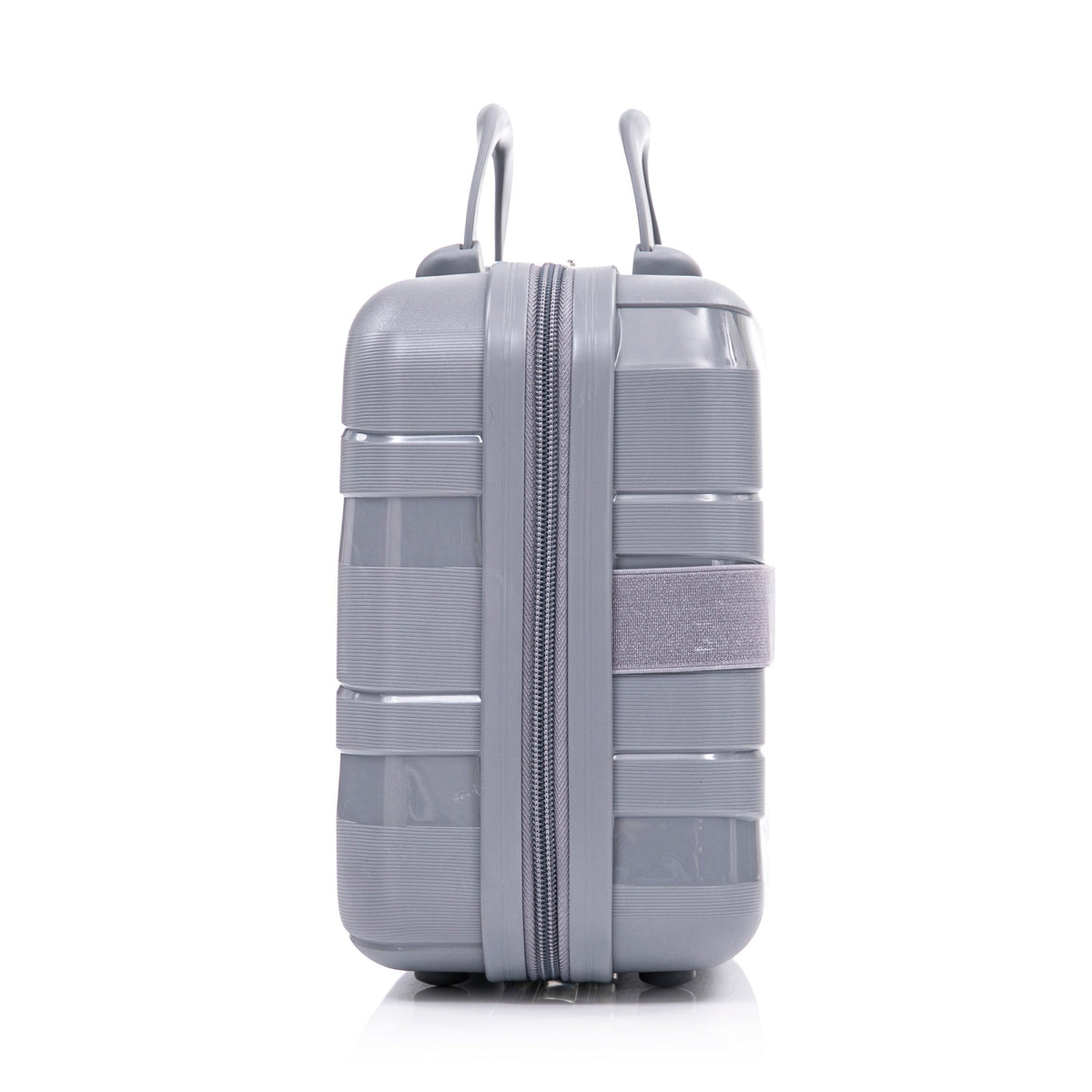HouseOfZazla 4-piece light gray polypropylene luggage set with spinner wheels and cosmetic case