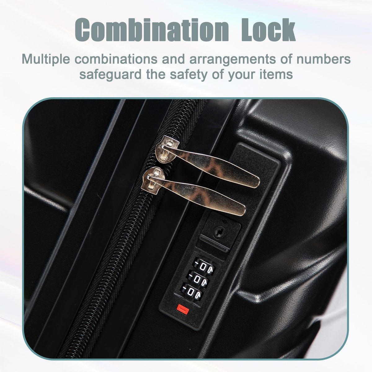 HouseOfZazla black ABS spinner wheel luggage set with combination lock