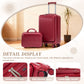 HouseOfZazla red ABS spinner wheel luggage set with combination lock