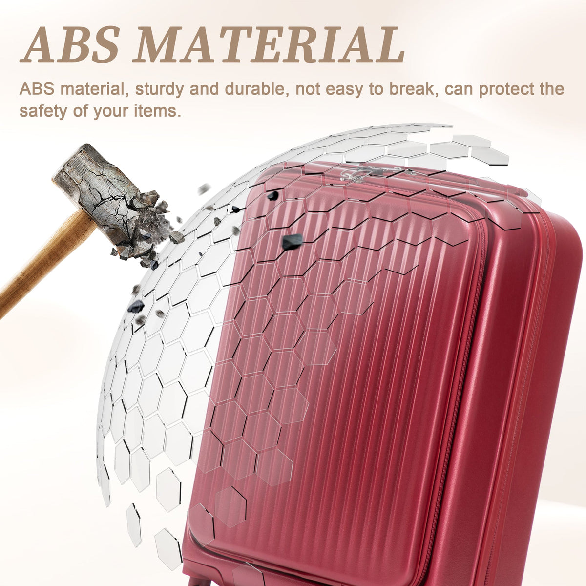 Red ABS spinner wheel luggage set with combination lock by HouseOfZazla