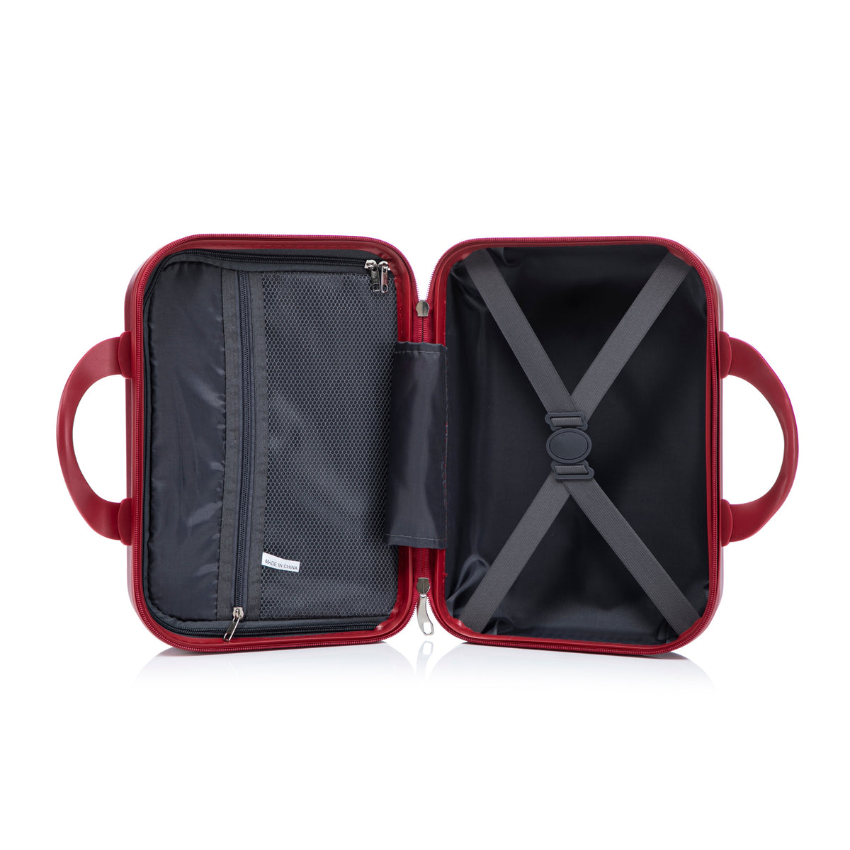 Red HouseOfZazla ABS spinner wheel luggage set with combination lock