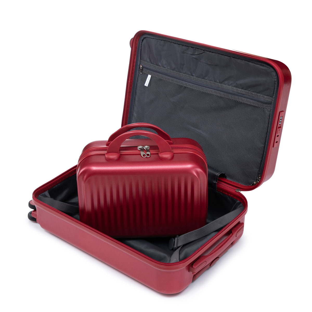HouseOfZazla red ABS spinner wheel luggage set with combination lock