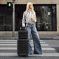 Black HouseOfZazla ABS spinner wheel luggage set with combination lock