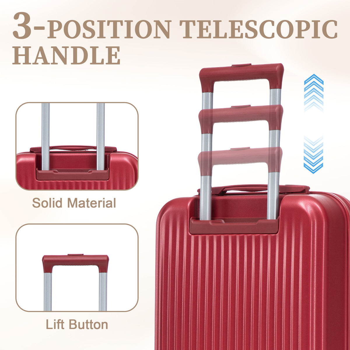 HouseOfZazla red ABS spinner wheel luggage set with combination lock