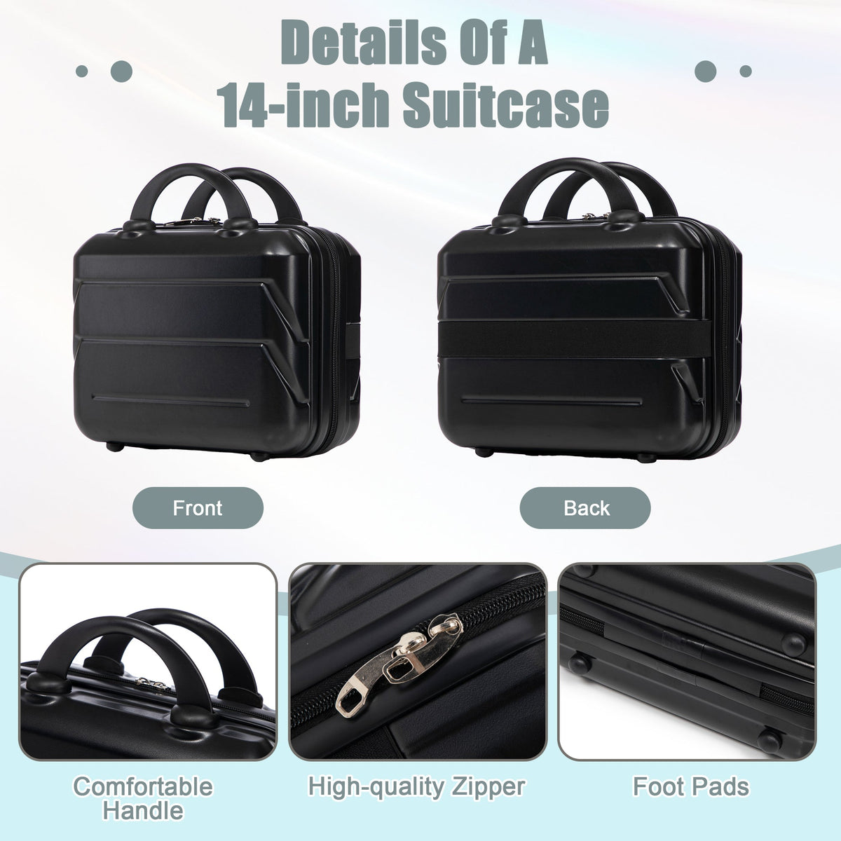 HouseOfZazla ABS spinner wheel luggage set in black with combination lock