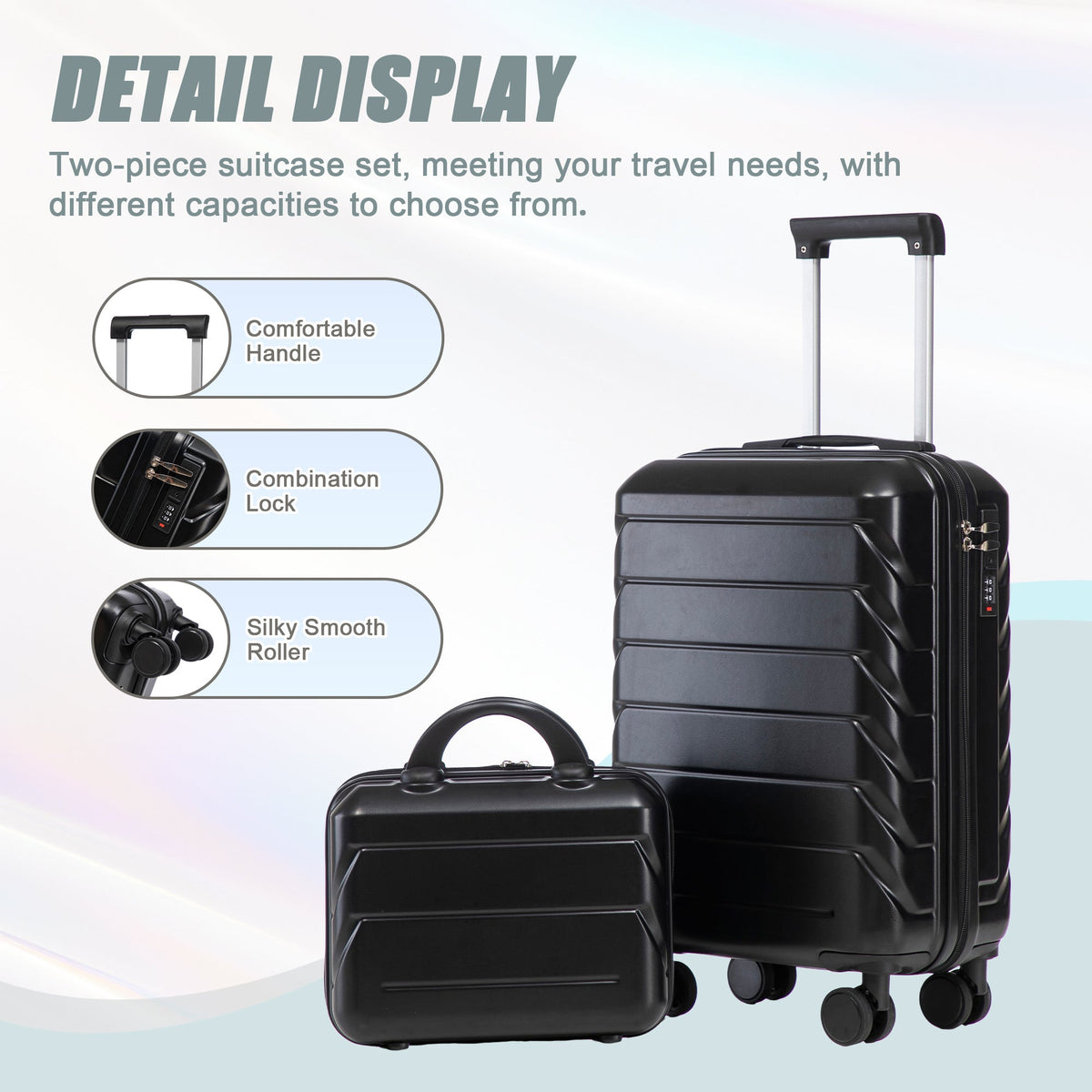 HouseOfZazla ABS spinner wheel luggage set in black with combination lock