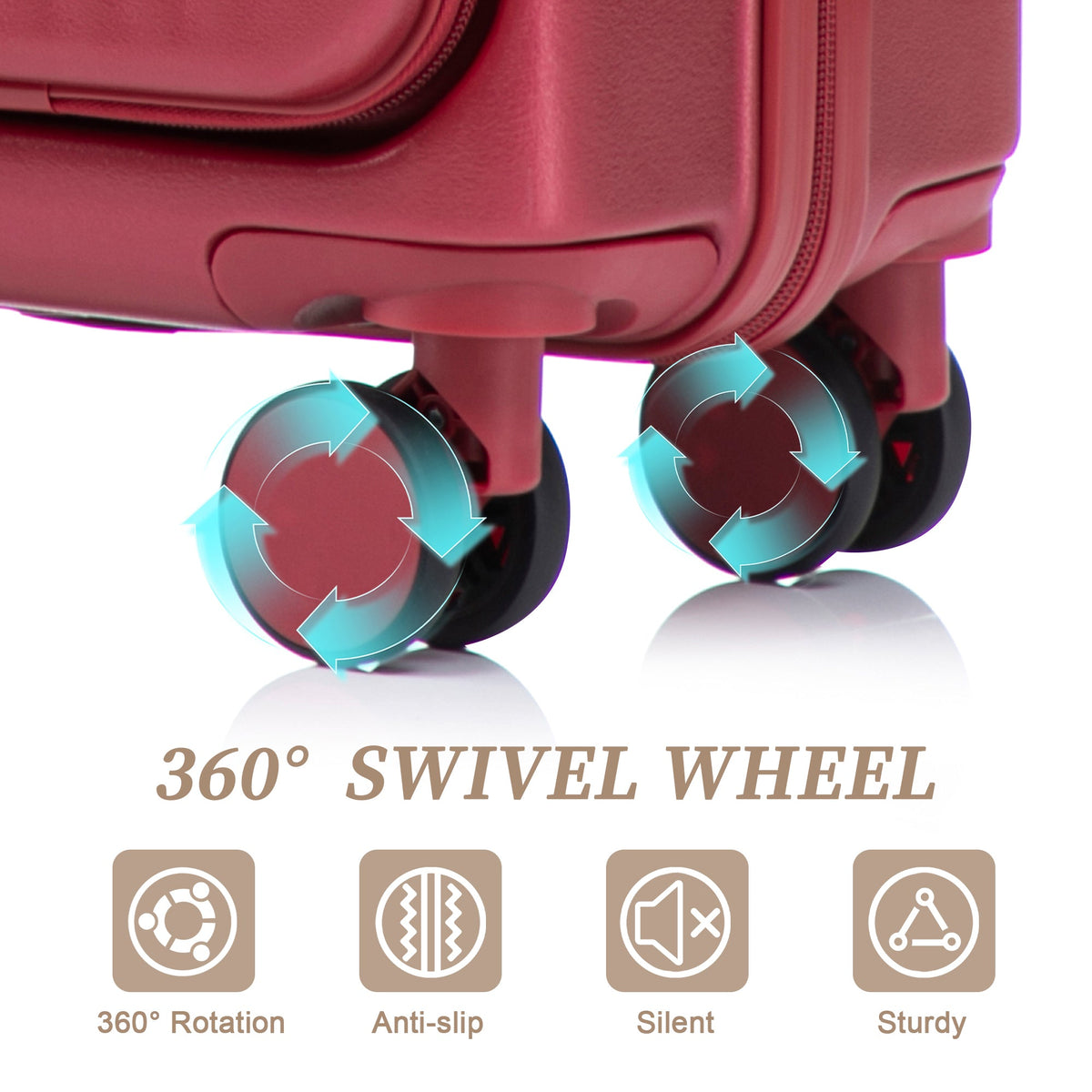 HouseOfZazla red ABS spinner wheel luggage set with combination lock