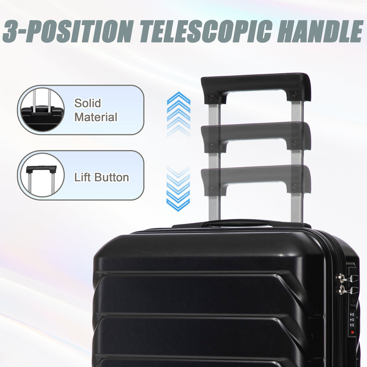 HouseOfZazla black ABS spinner wheel luggage set with combination lock