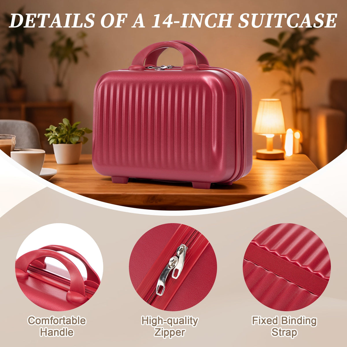 HouseOfZazla red ABS spinner wheel luggage set with combination lock