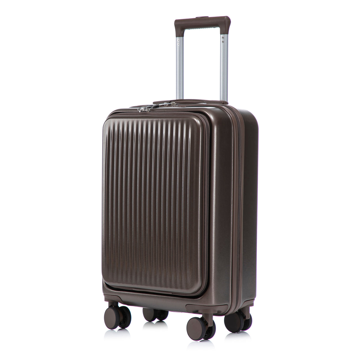 HouseOfZazla brown ABS spinner wheel luggage set with matching cosmetic case