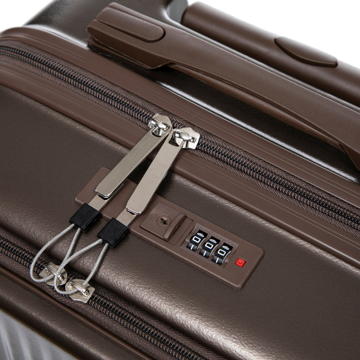 HouseOfZazla brown ABS spinner wheel luggage set with matching cosmetic case