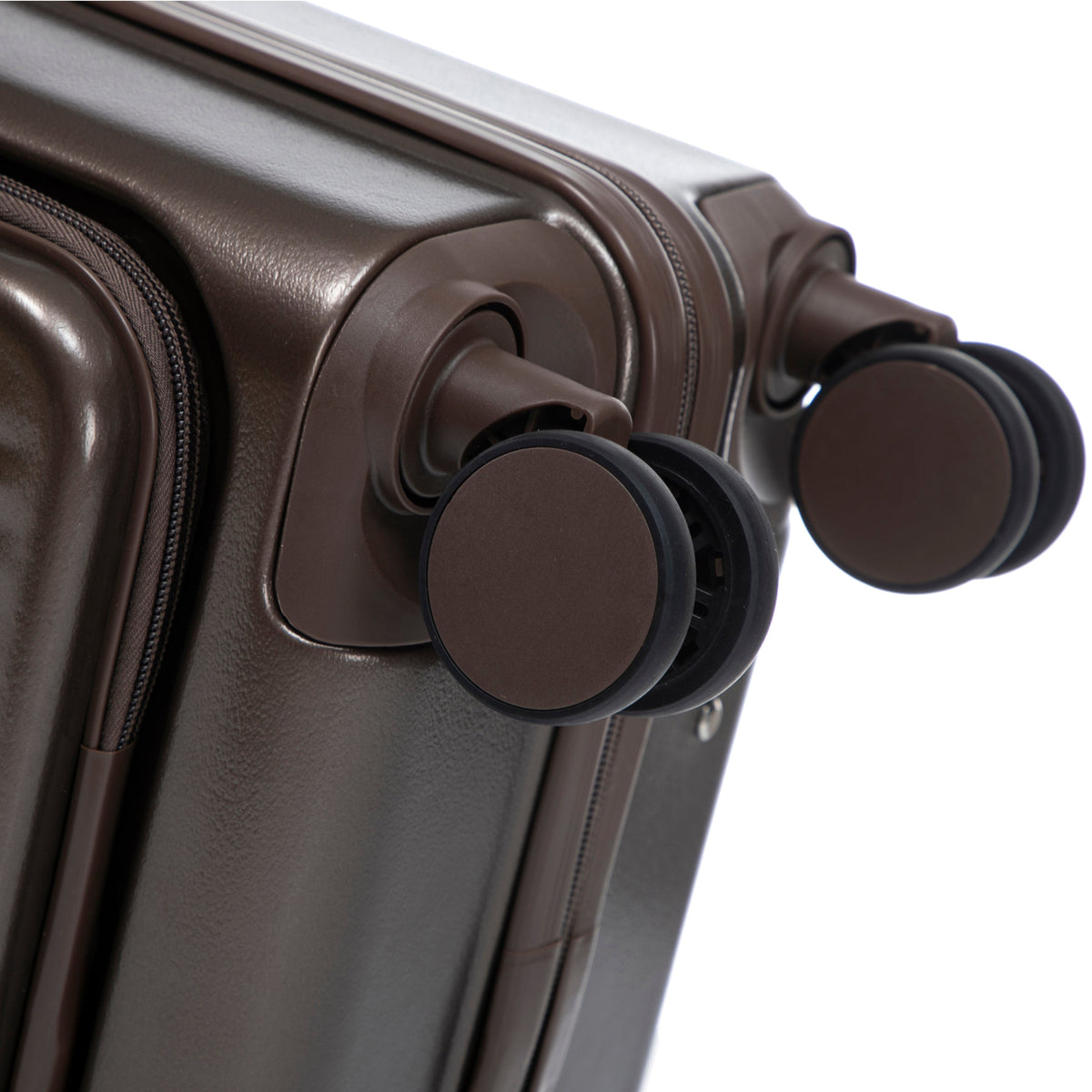 HouseOfZazla brown ABS spinner wheel luggage set with matching cosmetic case