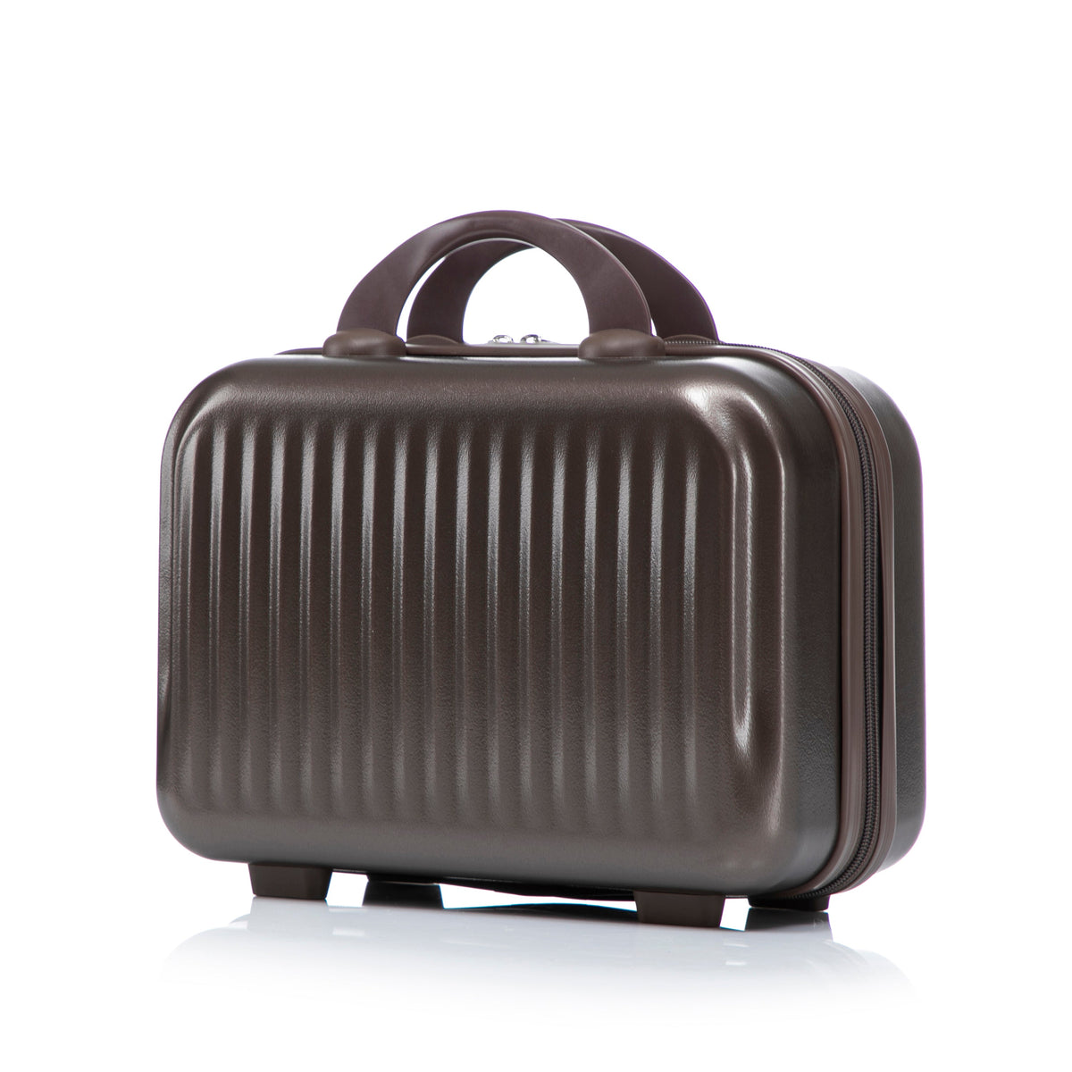 HouseOfZazla brown ABS spinner wheel luggage set with matching cosmetic case