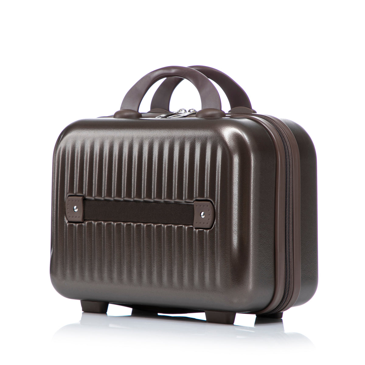 HouseOfZazla brown ABS spinner wheel luggage set with matching cosmetic case
