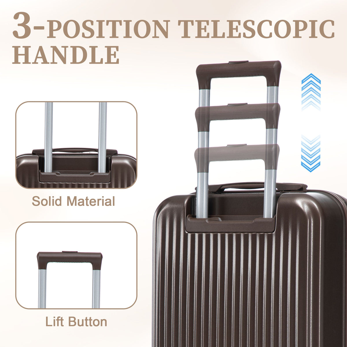 HouseOfZazla brown ABS spinner wheel luggage set with matching cosmetic case
