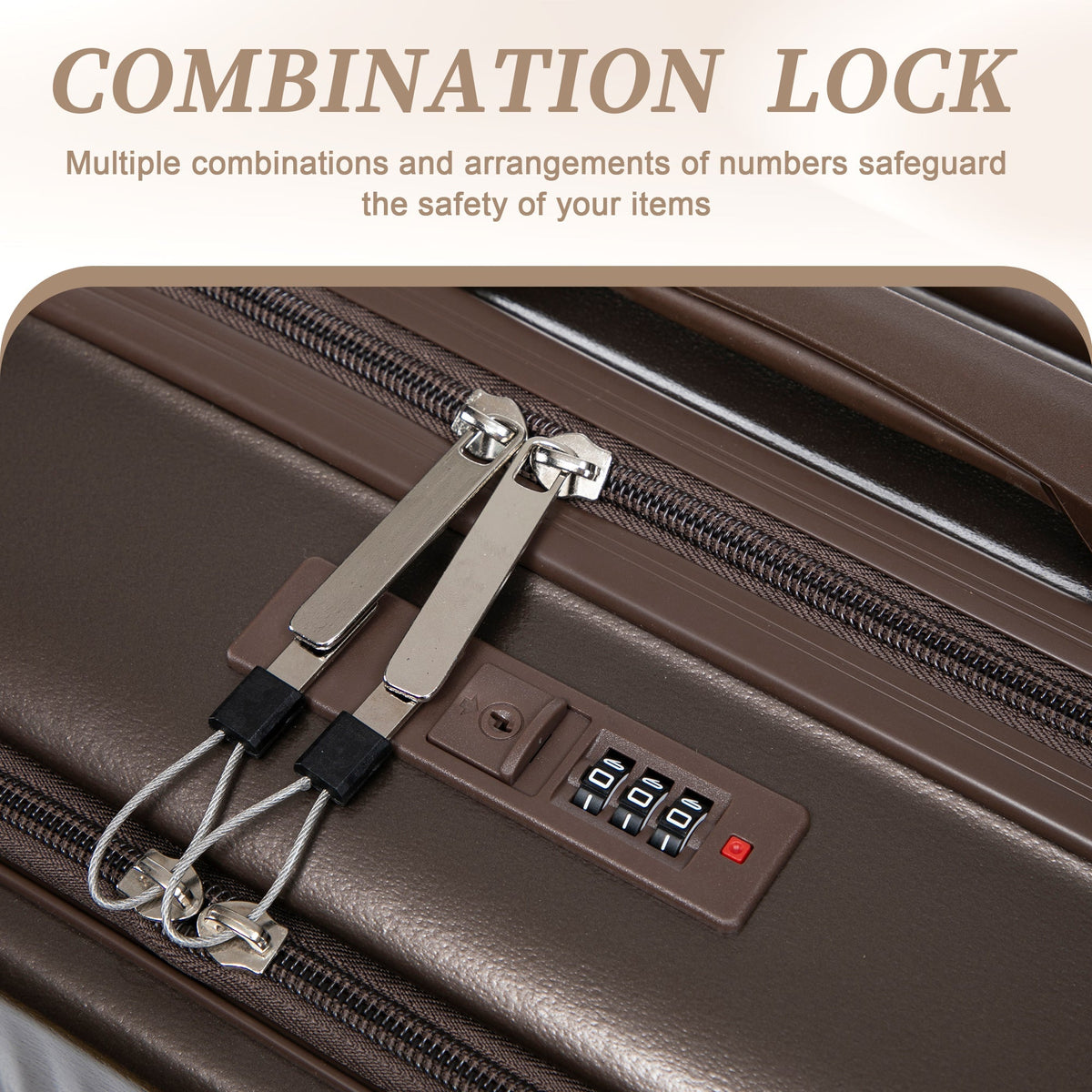 HouseOfZazla brown ABS spinner wheel luggage set with matching cosmetic case
