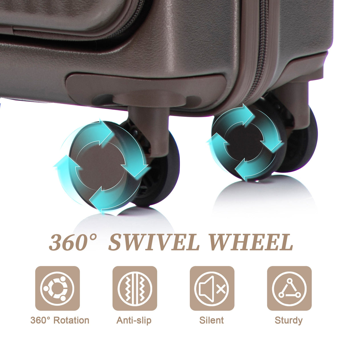 HouseOfZazla brown ABS spinner wheel luggage set with matching cosmetic case