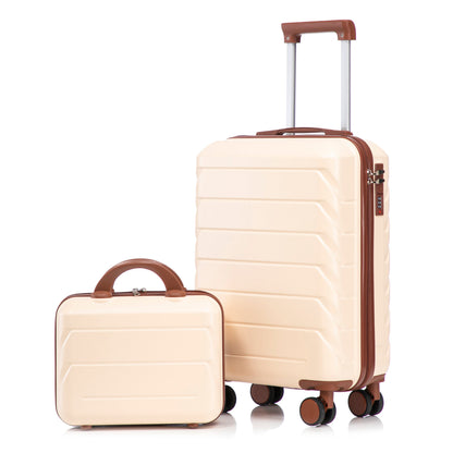 Beige HouseOfZazla 2-piece spinner luggage set with hard shell exterior