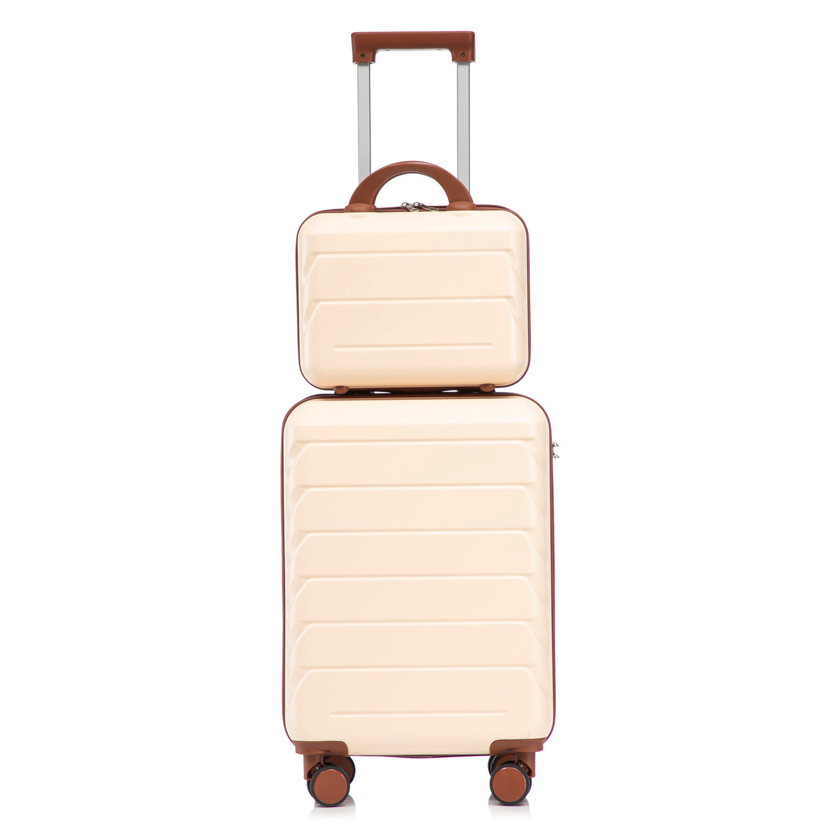 HouseOfZazla beige 2-piece spinner luggage set with hard shell suitcases
