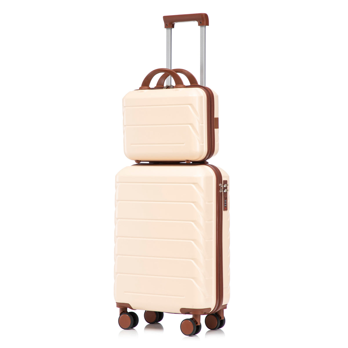 Beige HouseOfZazla 2-piece spinner luggage set with hard shell cases