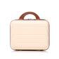 Beige HouseOfZazla 2-piece spinner luggage set with hard shell cases freestanding on a white background