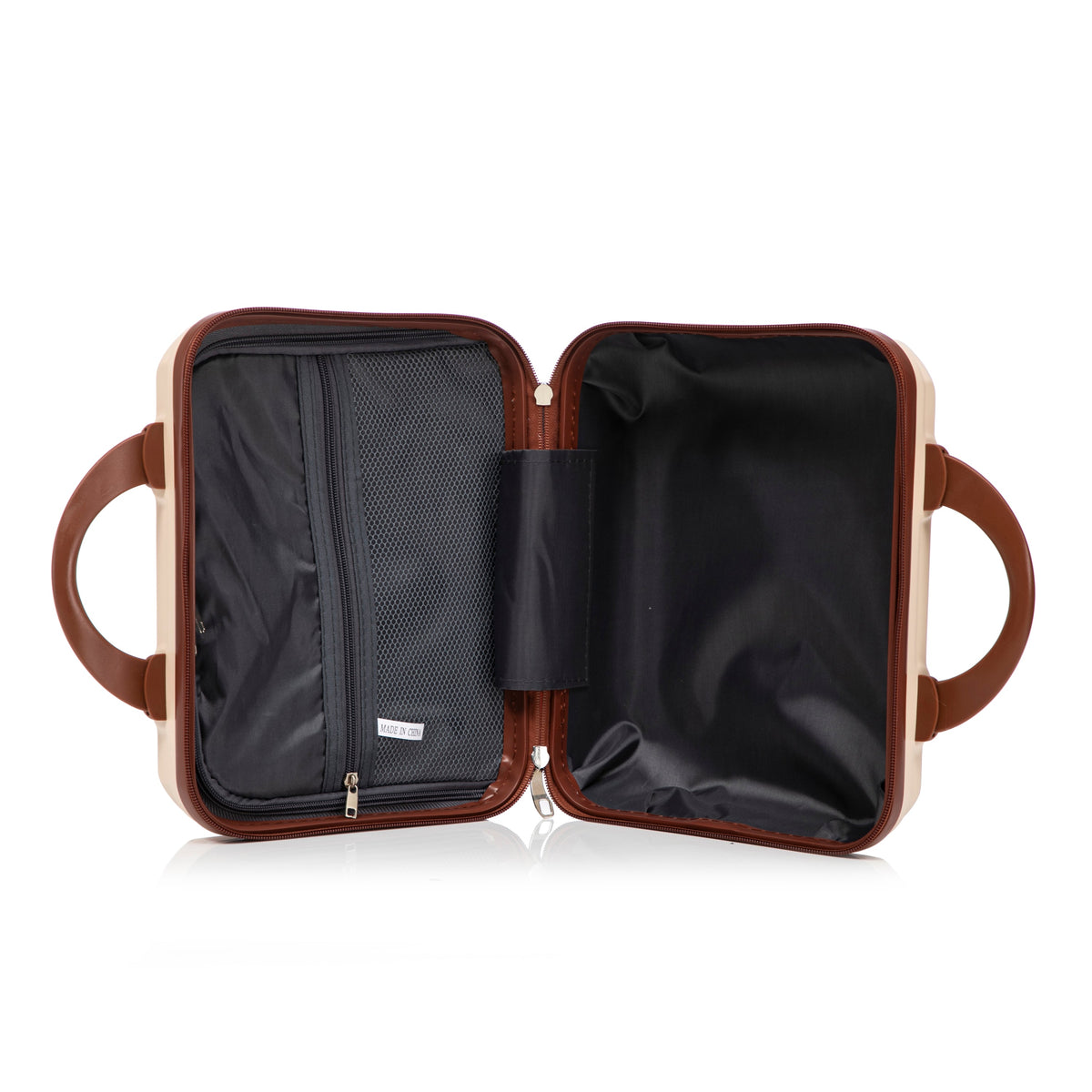 Beige HouseOfZazla 2-piece spinner luggage set with hard shell and matching suitcases