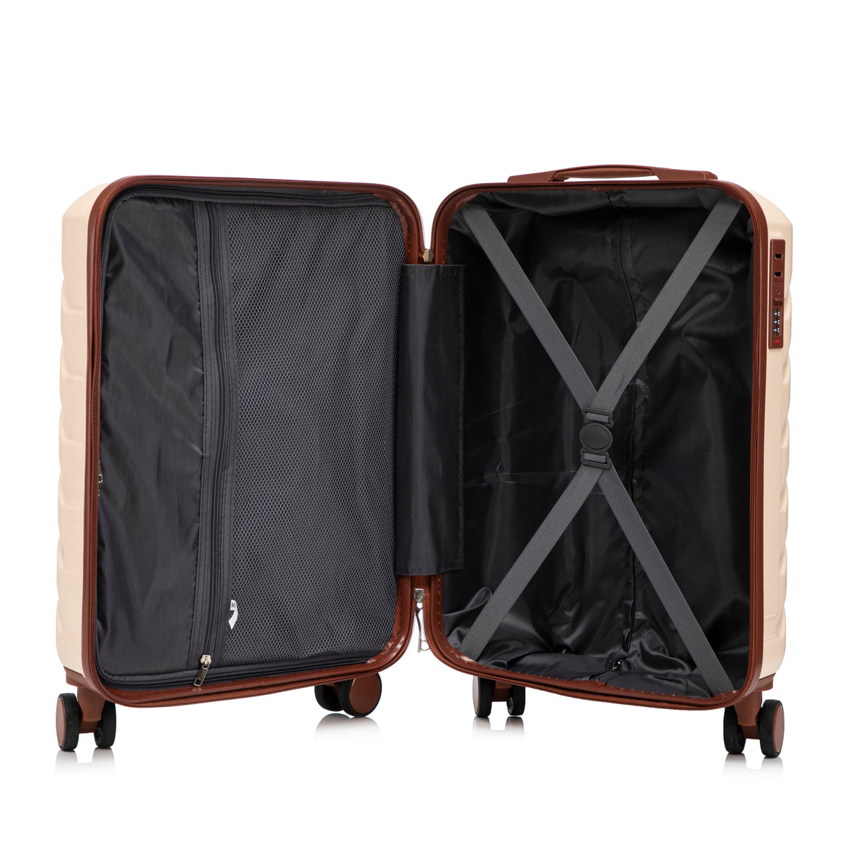 Beige HouseOfZazla 2-piece spinner luggage set with hard shell exterior