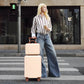 Beige 2-piece spinner luggage set with hard shell by HouseOfZazla