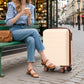 HouseOfZazla beige 2-piece spinner luggage set with hard shell suitcase design