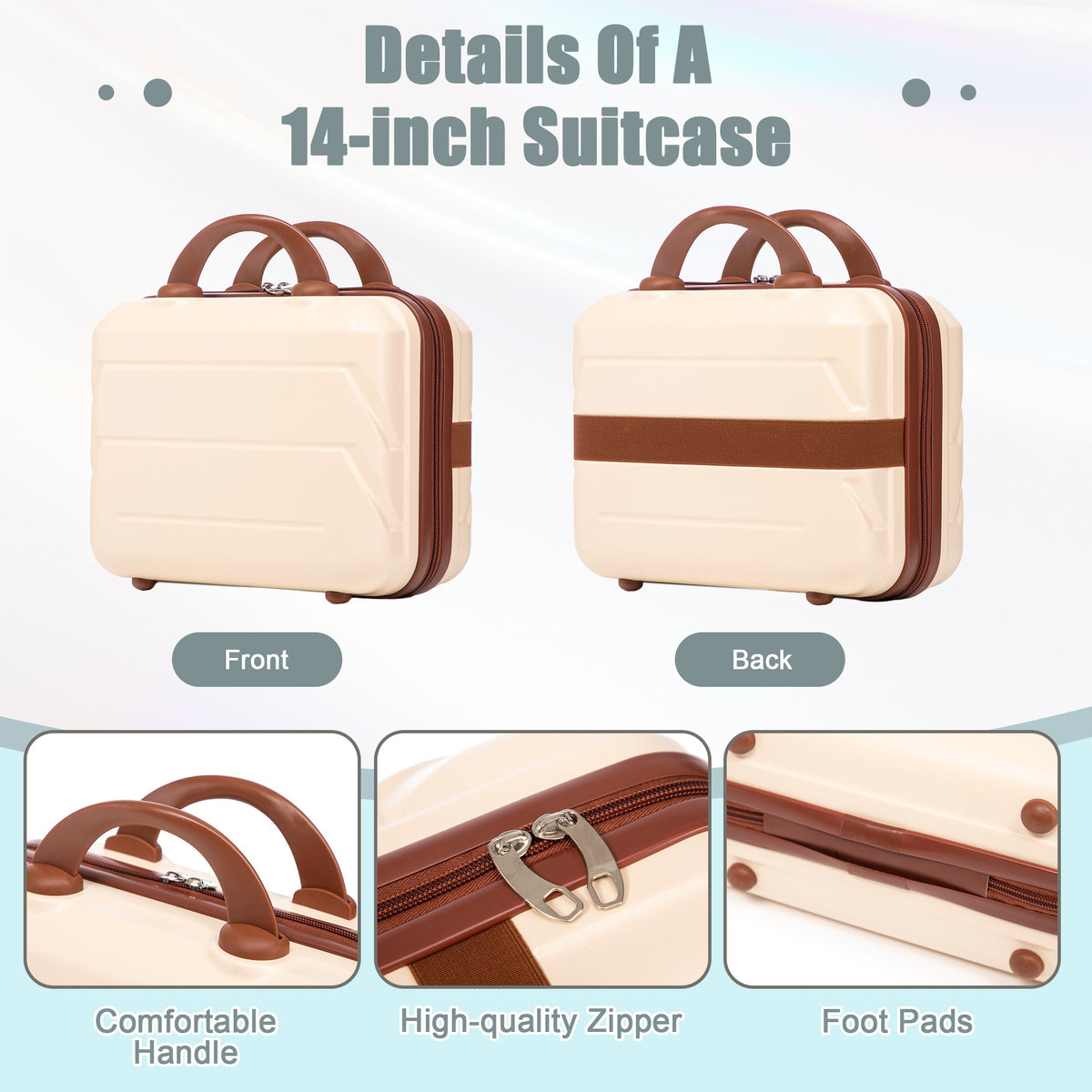 Beige HouseOfZazla 2-piece spinner luggage set with hard shell exterior