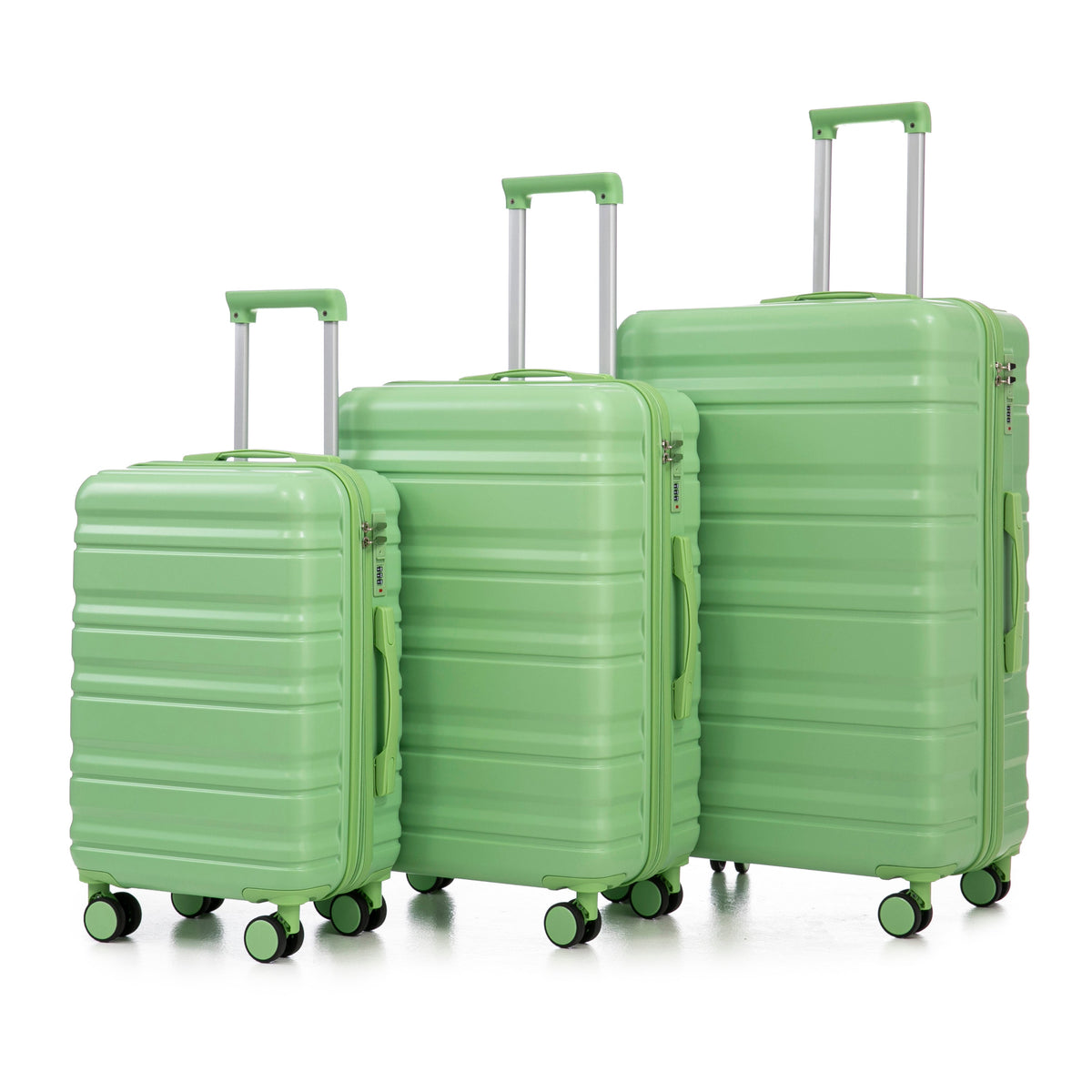 Green HouseOfZazla 3-piece spinner luggage set with wheels and locks