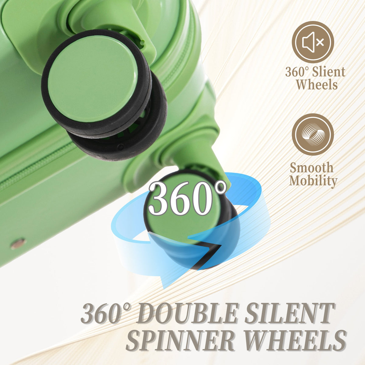 Green HouseOfZazla 3-piece spinner wheel luggage set with built-in locks