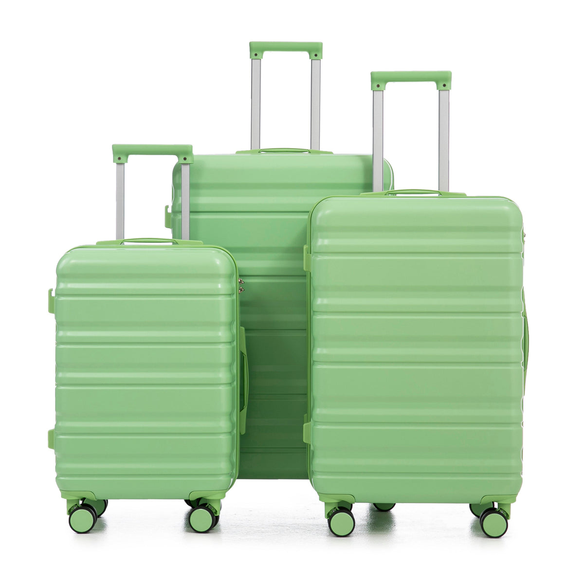 Green HouseOfZazla 3-piece spinner wheel luggage set with built-in locks