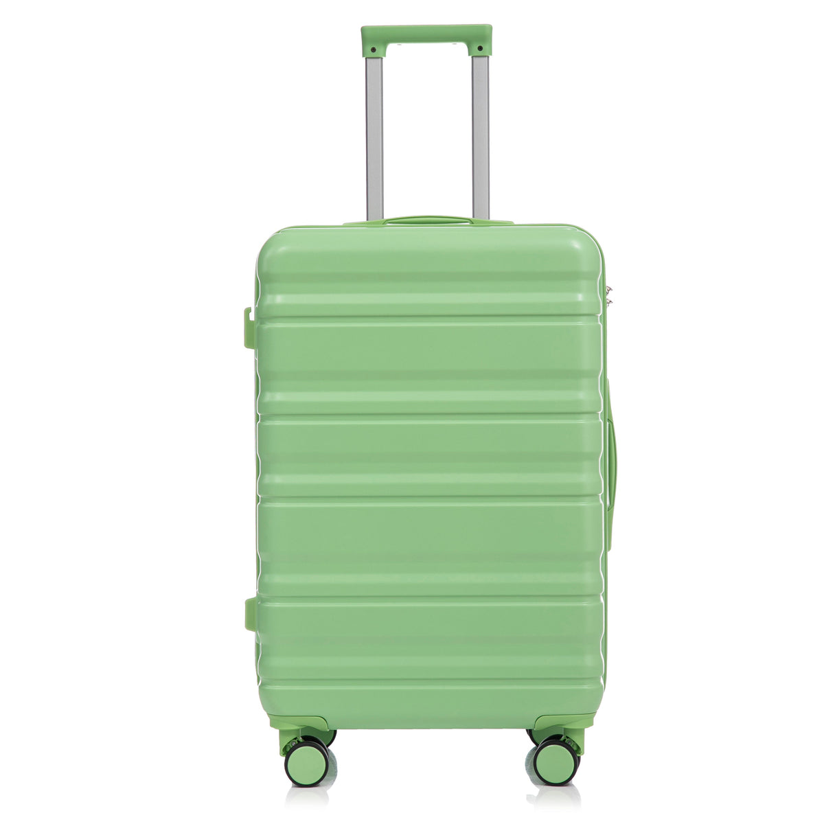 Green 3-piece HouseOfZazla spinner luggage set with wheeled suitcases and built-in locks