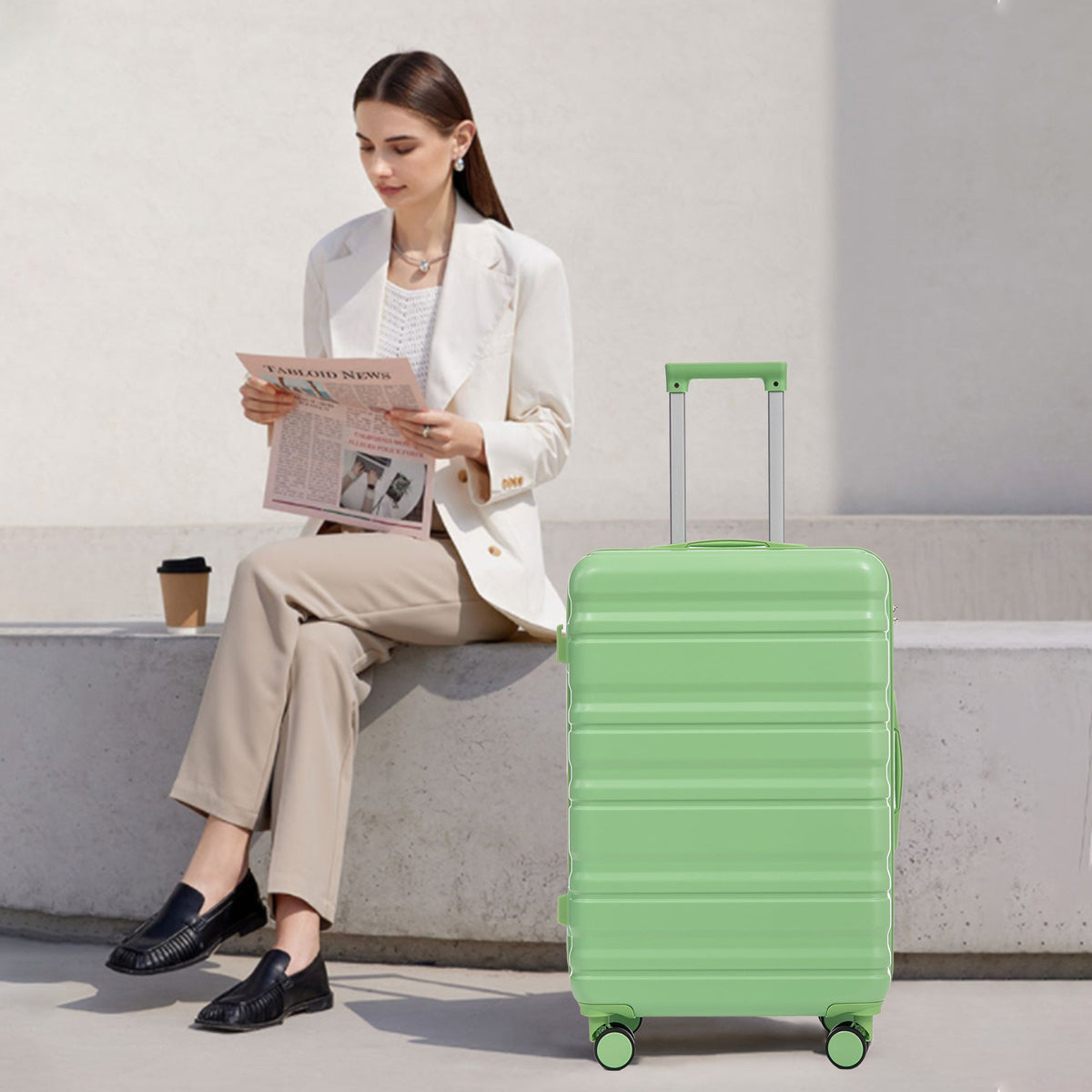 Green HouseOfZazla 3-piece spinner wheel luggage set with built-in locks