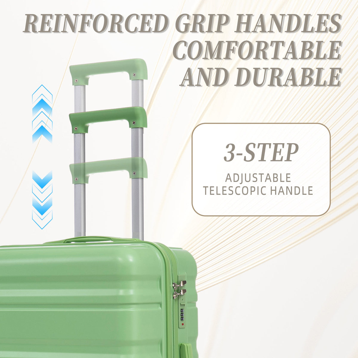 Green 3-piece HouseOfZazla spinner wheel luggage set with locks