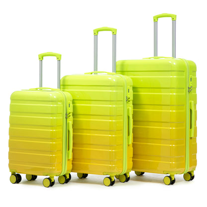 HouseOfZazla green and yellow PC spinner wheel luggage set with 360° wheels