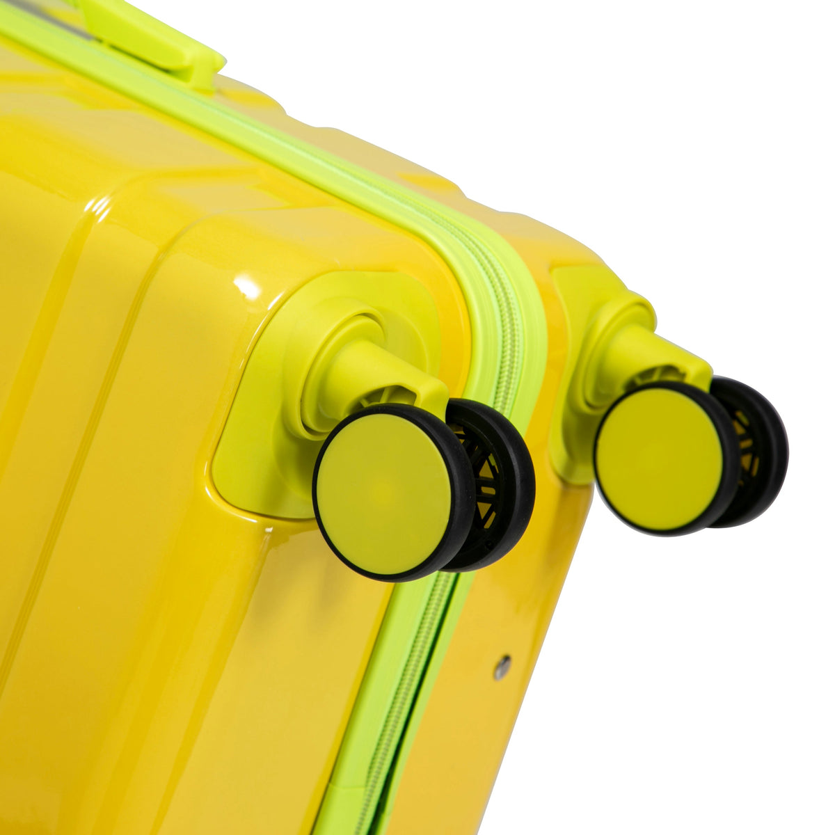 HouseOfZazla green and yellow PC spinner wheel luggage set with 360° wheels