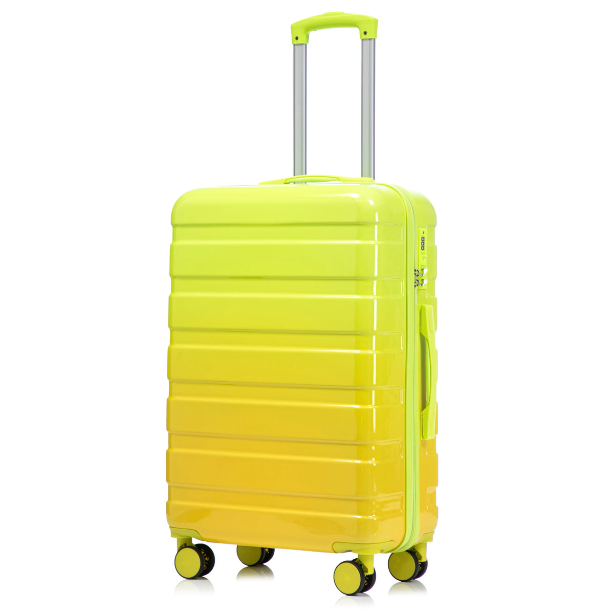 HouseOfZazla green and yellow PC spinner wheel luggage set with 360° wheels