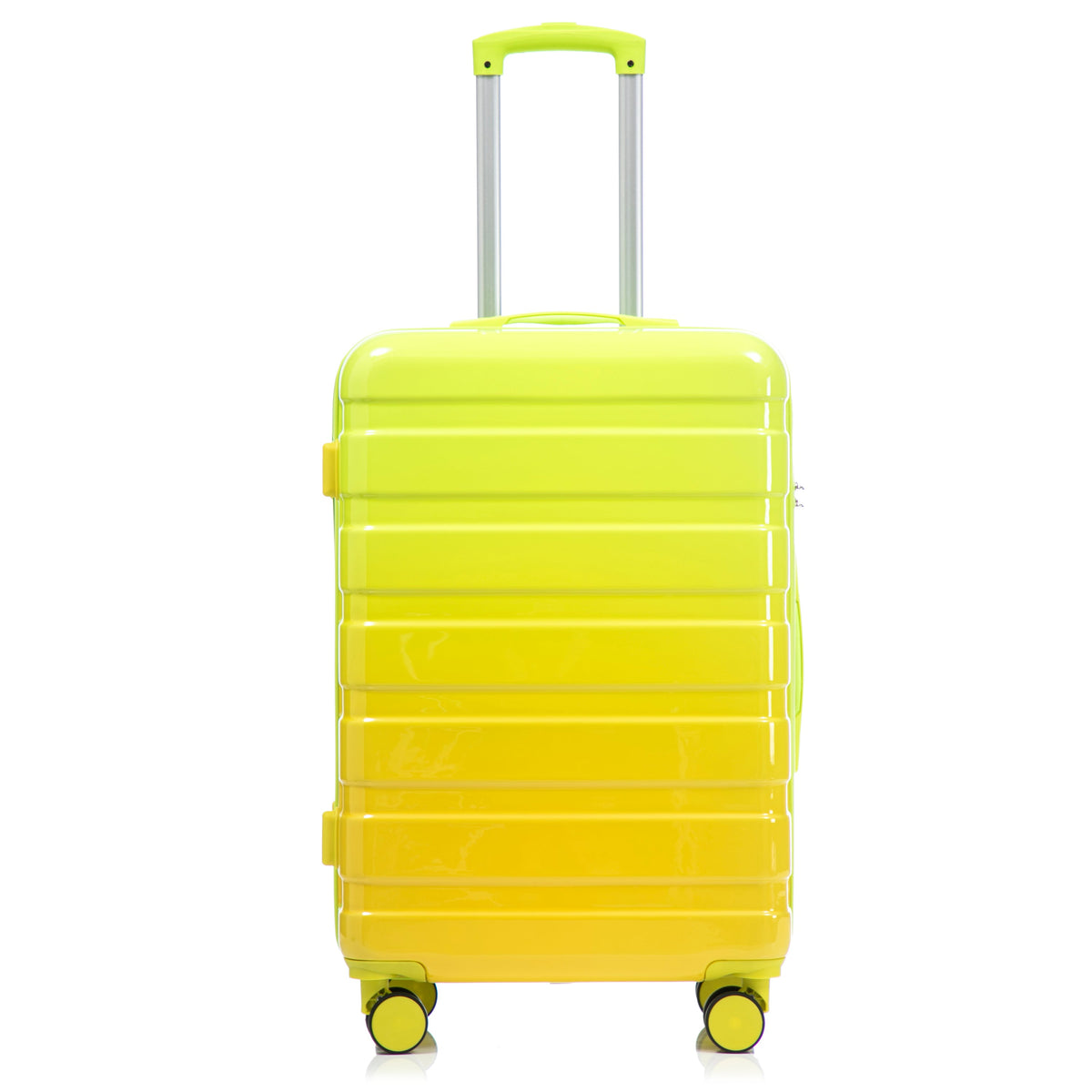 HouseOfZazla green and yellow PC spinner wheel luggage set with 360° wheels