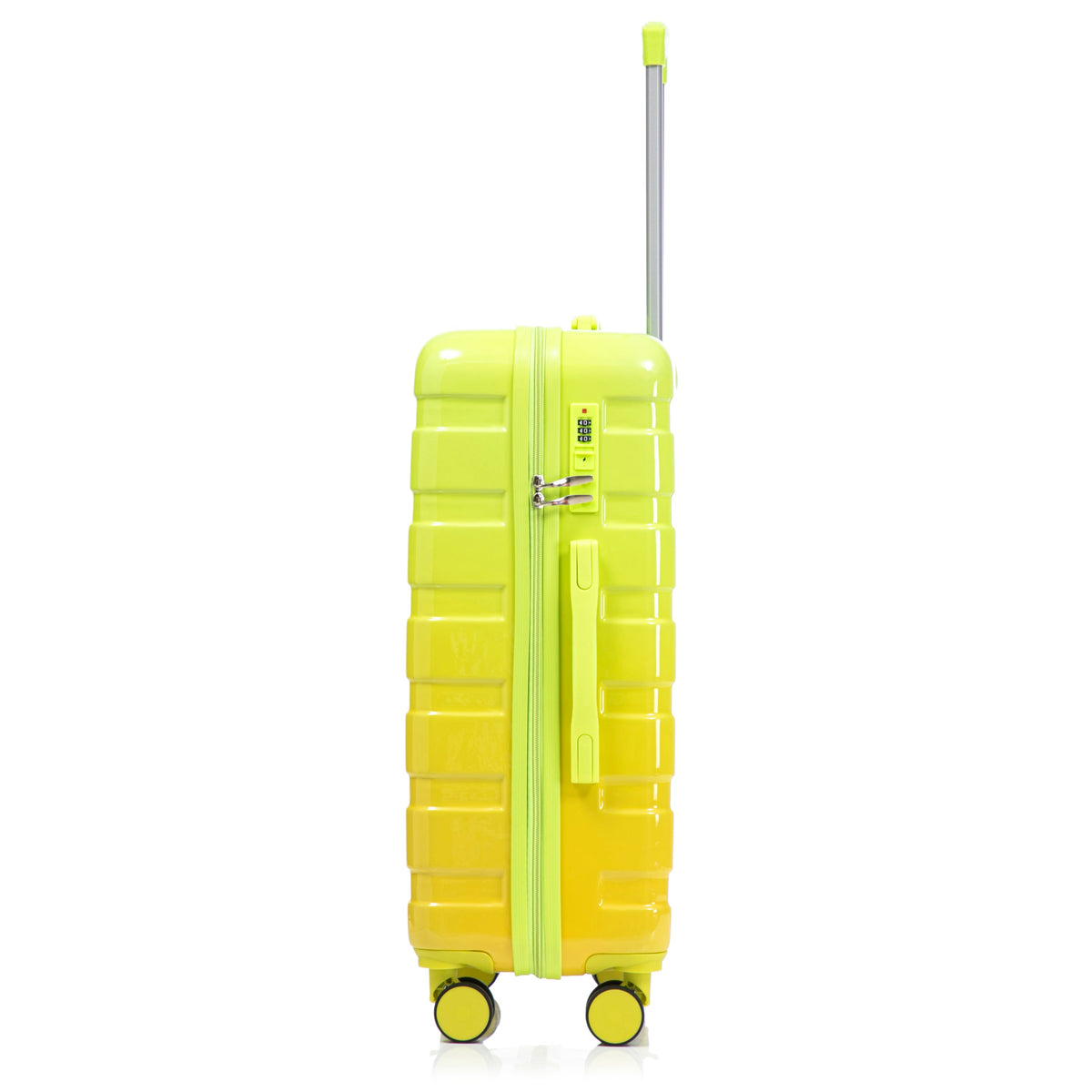 HouseOfZazla green and yellow PC spinner wheel luggage set with 360° wheels