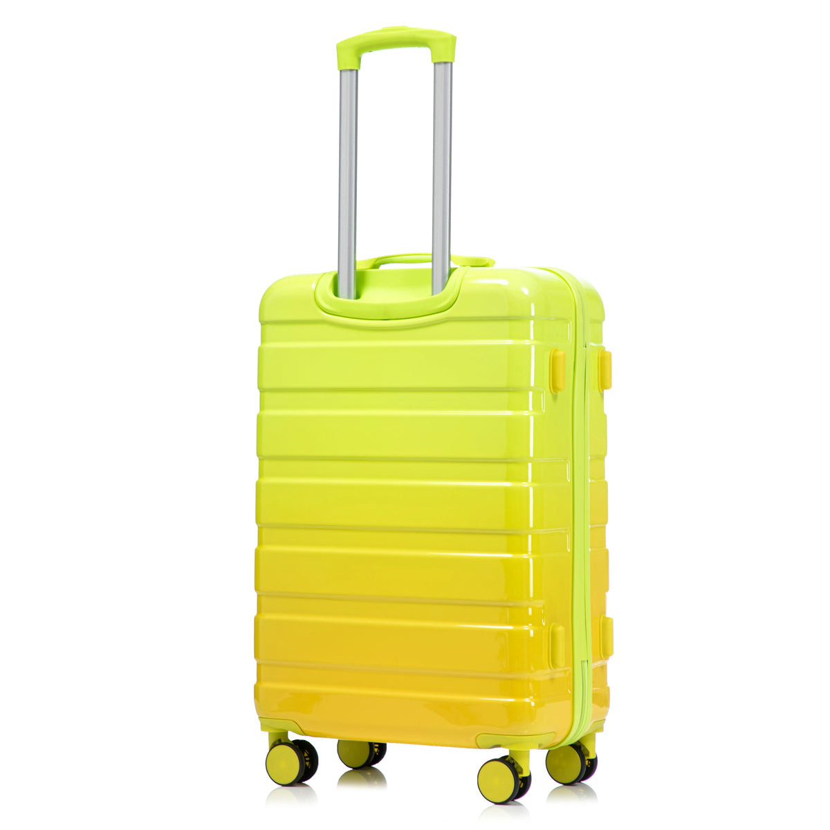 HouseOfZazla green and yellow PC spinner wheel luggage set with 360° wheels