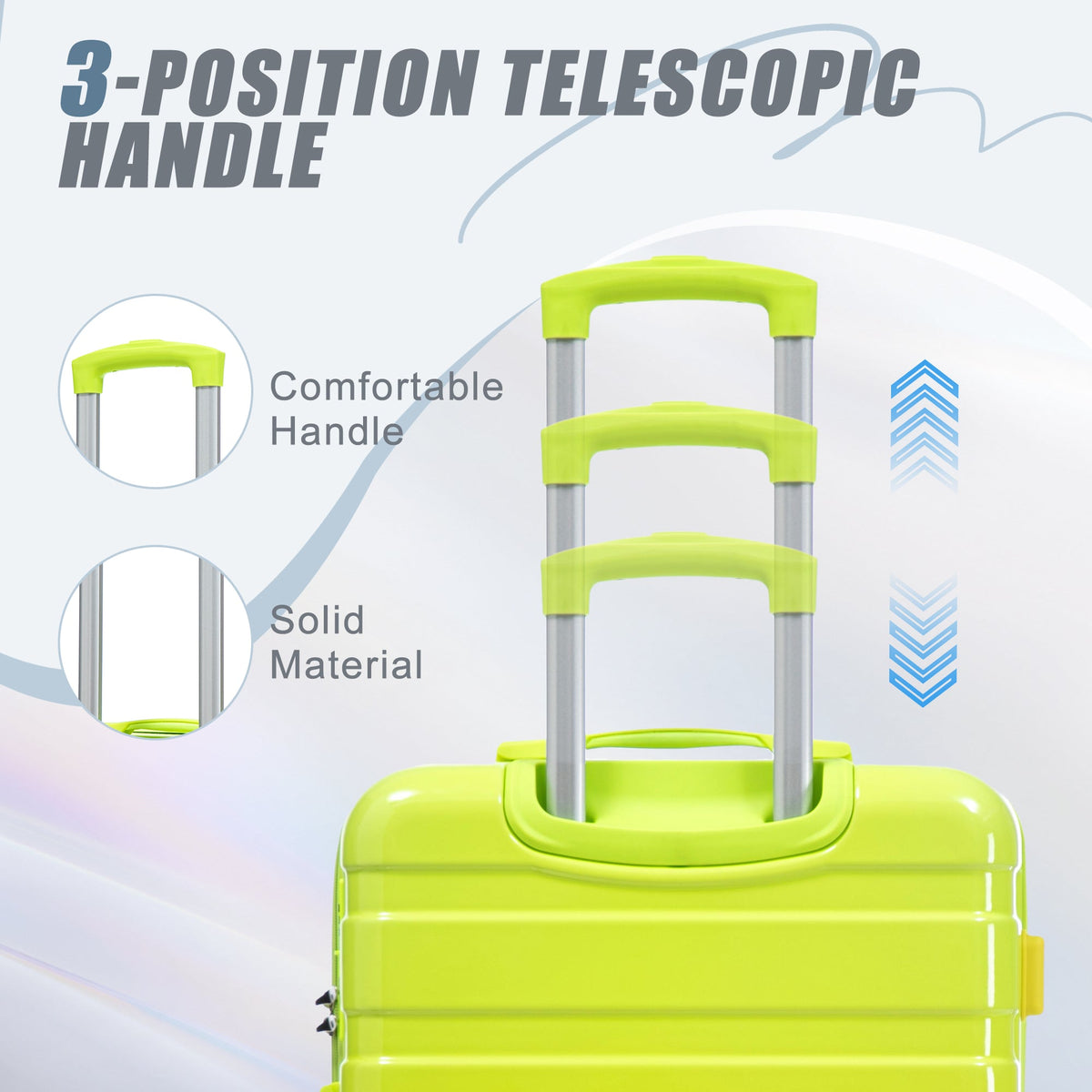 HouseOfZazla green and yellow PC spinner wheel luggage set with 360° wheels