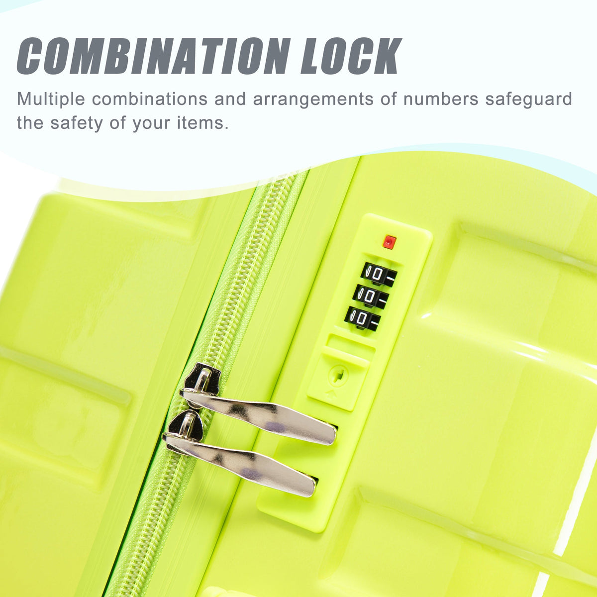 HouseOfZazla green and yellow PC spinner wheel luggage set with 360° wheels
